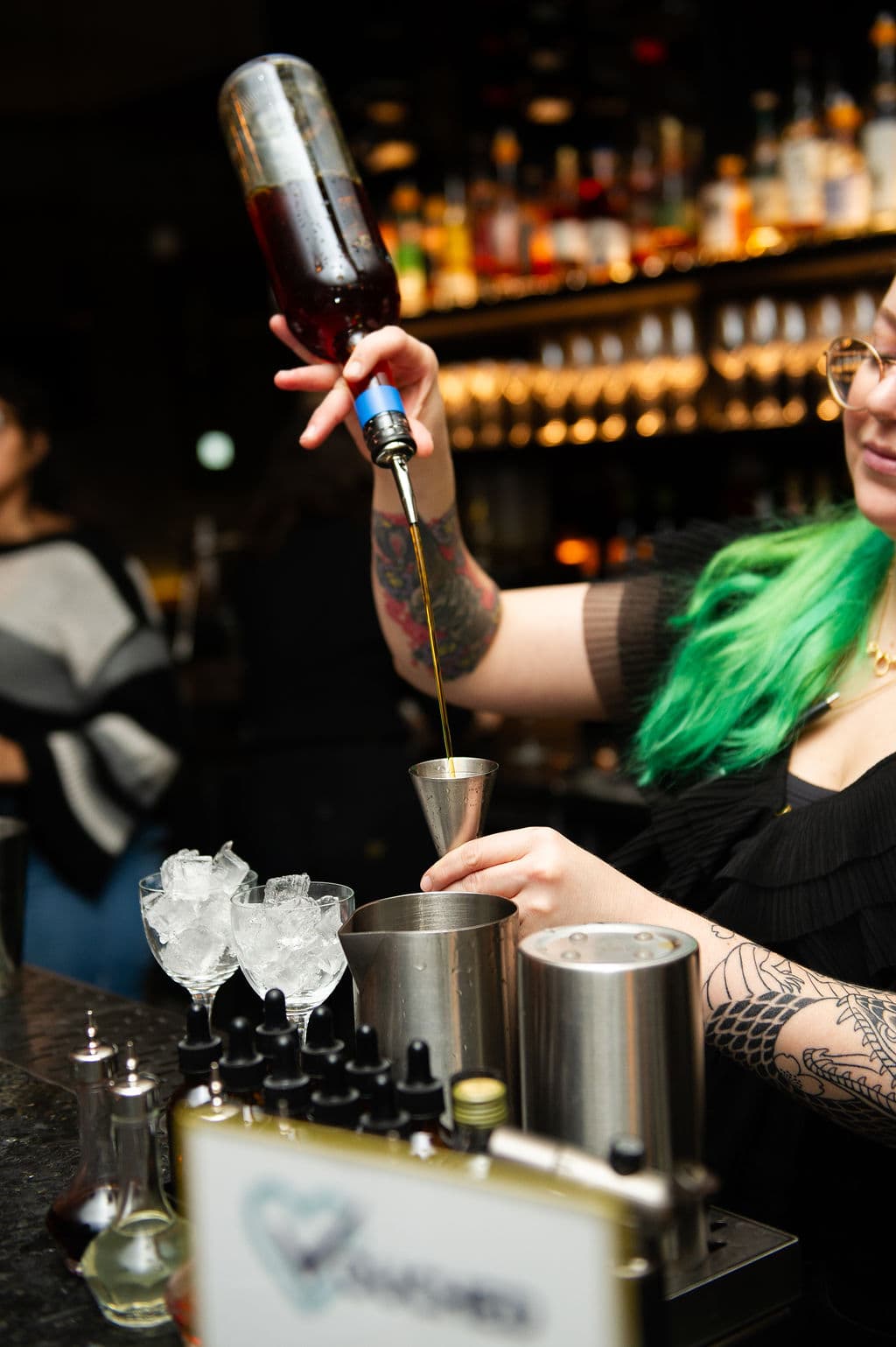 Event hosts connecting with their audience at Vouched events